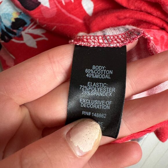 Torrid pink floral babydoll smocked crewneck top size 00/medium O37 - Picture 11 of 12